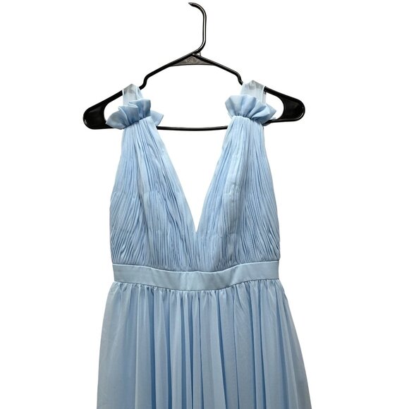 Mac Duggal Pleated Slit Baby Blue Formal Gown Maxi Dress Size 6 NWT - Picture 6 of 10